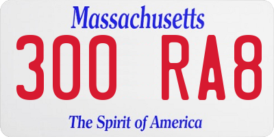 MA license plate 300RA8