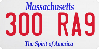 MA license plate 300RA9