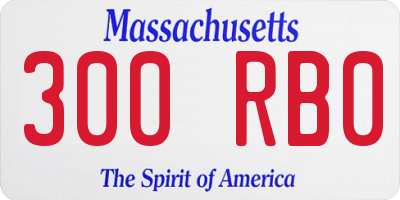 MA license plate 300RB0
