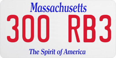 MA license plate 300RB3