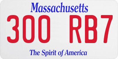 MA license plate 300RB7