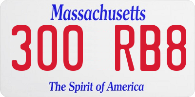 MA license plate 300RB8