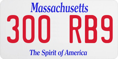 MA license plate 300RB9
