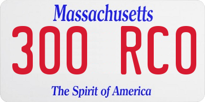 MA license plate 300RC0