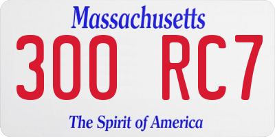 MA license plate 300RC7