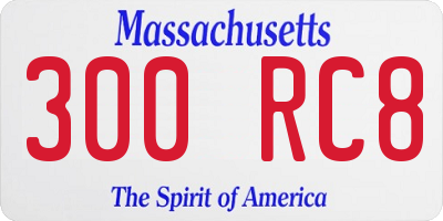 MA license plate 300RC8