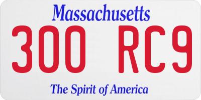 MA license plate 300RC9