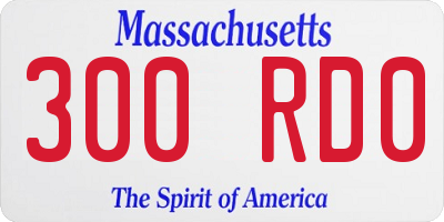 MA license plate 300RD0