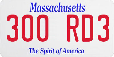 MA license plate 300RD3