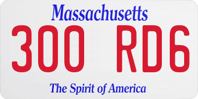 MA license plate 300RD6