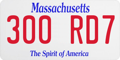 MA license plate 300RD7