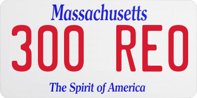 MA license plate 300RE0