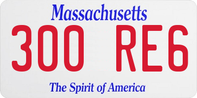 MA license plate 300RE6