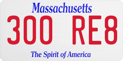MA license plate 300RE8