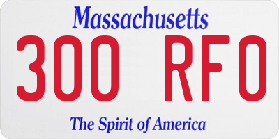 MA license plate 300RF0