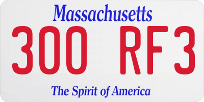 MA license plate 300RF3