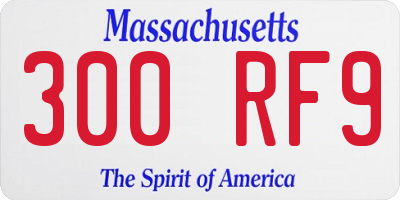 MA license plate 300RF9