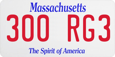 MA license plate 300RG3