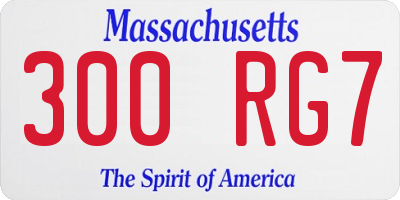 MA license plate 300RG7