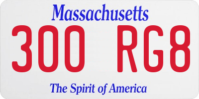 MA license plate 300RG8