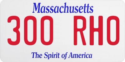 MA license plate 300RH0