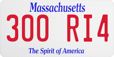 MA license plate 300RI4