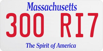 MA license plate 300RI7