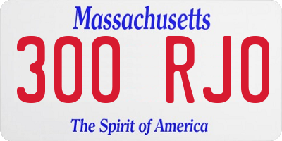 MA license plate 300RJ0