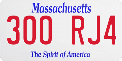 MA license plate 300RJ4