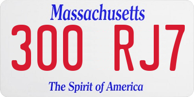 MA license plate 300RJ7