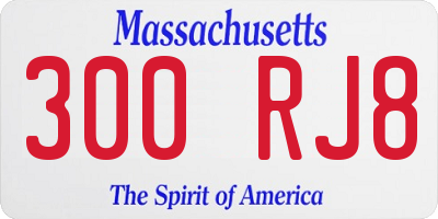 MA license plate 300RJ8