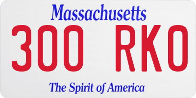 MA license plate 300RK0