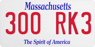 MA license plate 300RK3