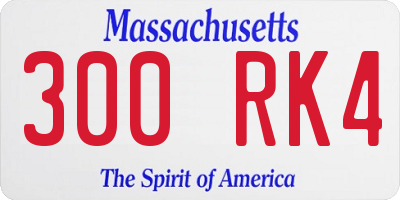 MA license plate 300RK4