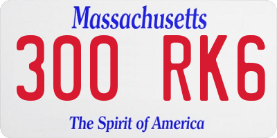 MA license plate 300RK6