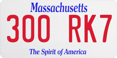 MA license plate 300RK7
