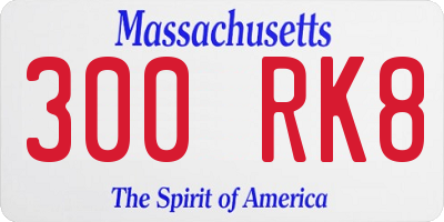 MA license plate 300RK8