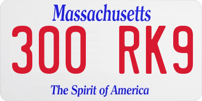 MA license plate 300RK9