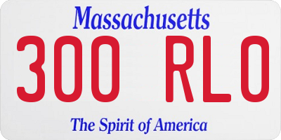 MA license plate 300RL0
