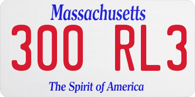 MA license plate 300RL3