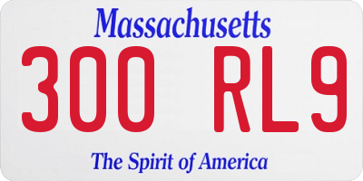 MA license plate 300RL9