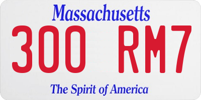 MA license plate 300RM7