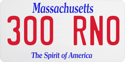 MA license plate 300RN0