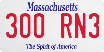 MA license plate 300RN3