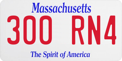 MA license plate 300RN4