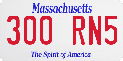 MA license plate 300RN5