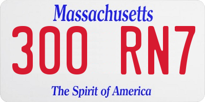 MA license plate 300RN7