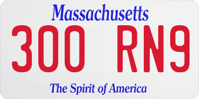 MA license plate 300RN9