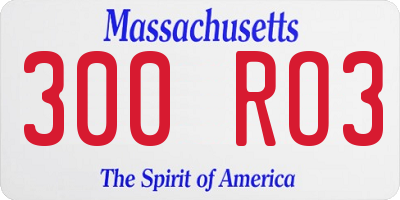 MA license plate 300RO3