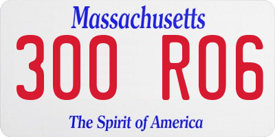 MA license plate 300RO6